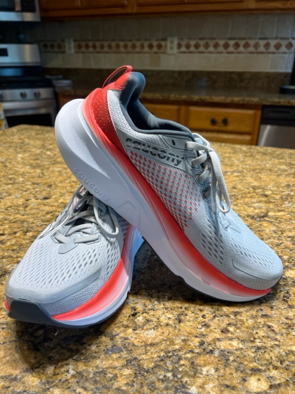 Saucony Light Gray with Coral Accent Women's Running Sneakers